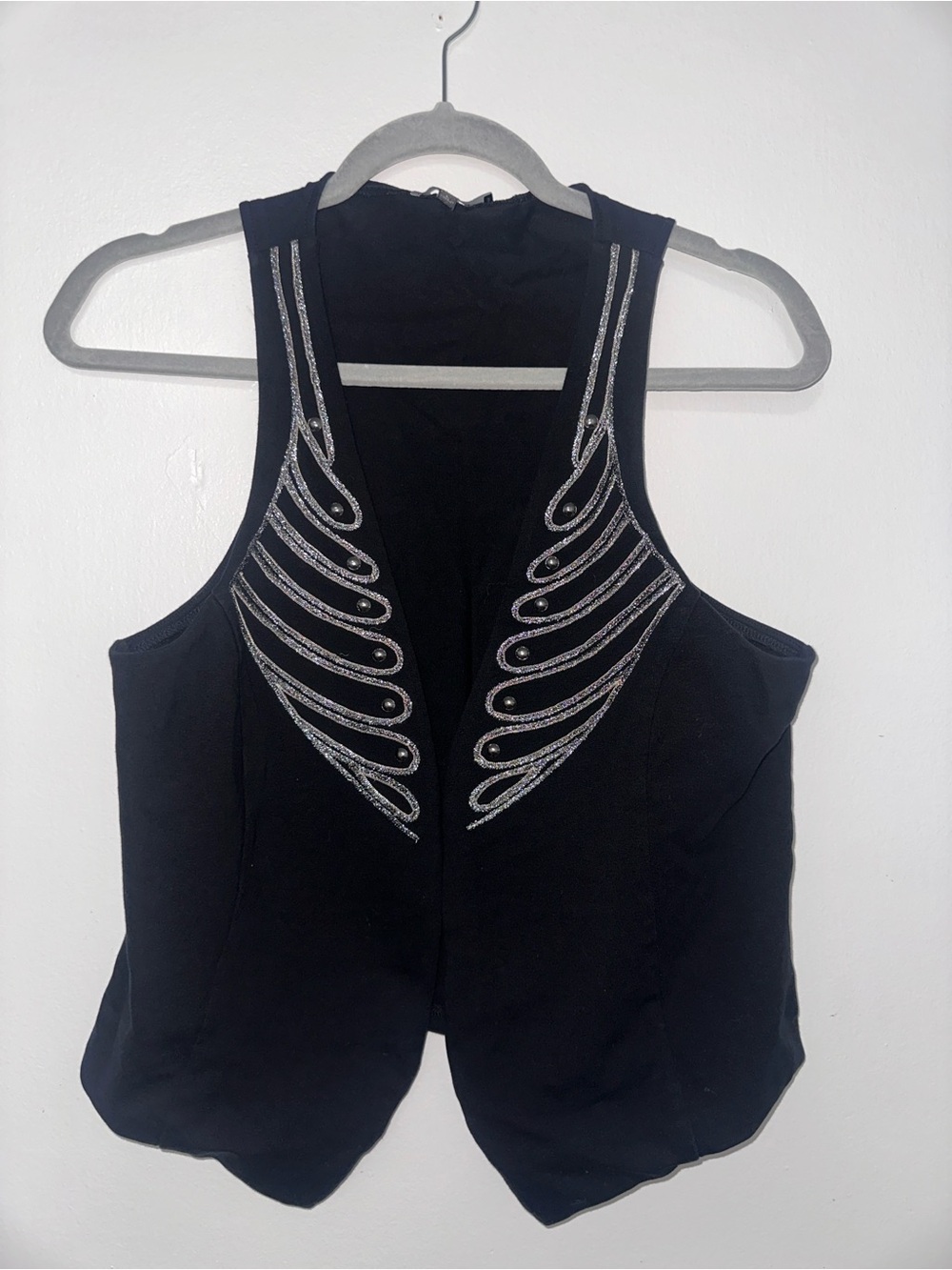 Express Black Sleeveless Embellished Vest